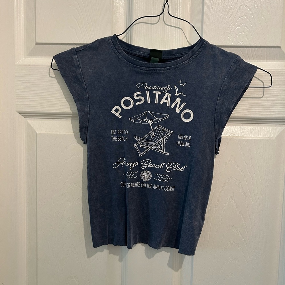 wild fable Navy Positano Graphic Crop Tee